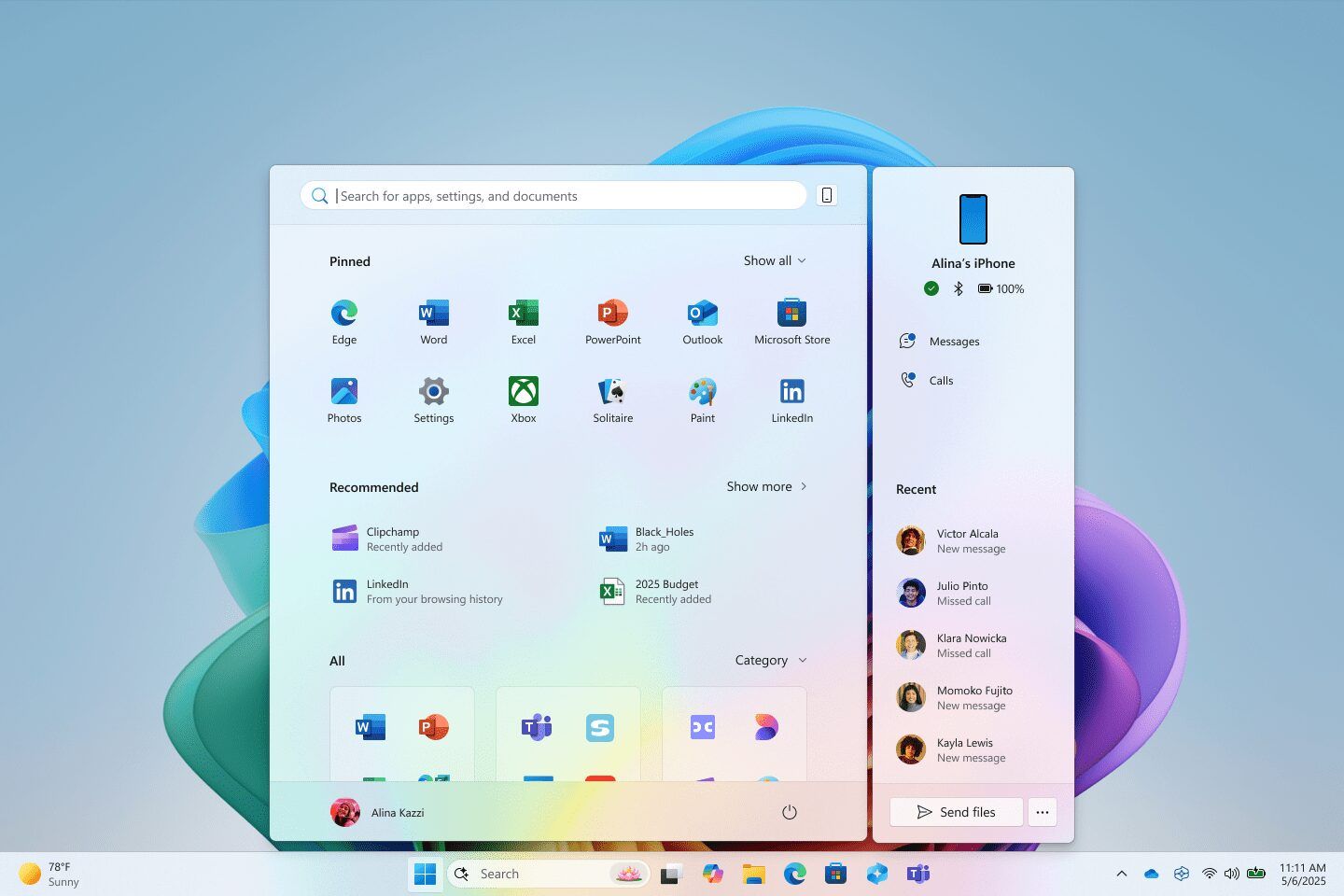 Windows-CopilotPC-StartMenuWithPhoneLink-Feature_UNDER-EMBARGO-UNTIL-MAY-6-6-AM-PT-9-AM-ET.jpg